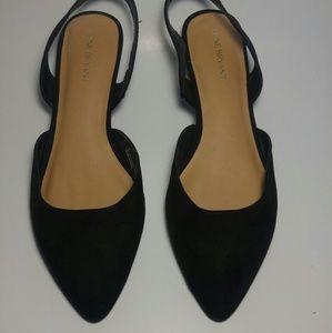 New worn black suede slings